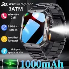 2025 Nova Luz Externa Relógio Inteligente Masculino Feminino 1000mAh Bateria Ultra Longo Tempo De Espera 3ATM À Prova D'