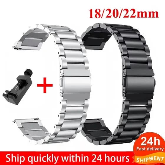 Pulseira De 22mm 20mm Para Samsung Galaxy Watch 4/5 40mm 44mm E Pro 45mm Watch4 Clássica De Aço Inoxidável Huawei GT/3/A