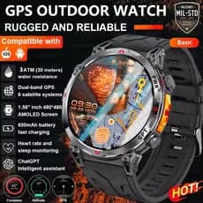 2026New Militar GPS Esporte Smartwatch Masculino 650mAh Tela AMOLED Bússola Altímetro 3ATM À Prova Dwaterproof Água Freq