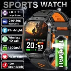 2026 Novo Relógio Inteligente Ao Ar Livre Masculino 2.01 " Tela HD IP68 À Prova Dip68 Água Lanterna Monitor De Freqüênci