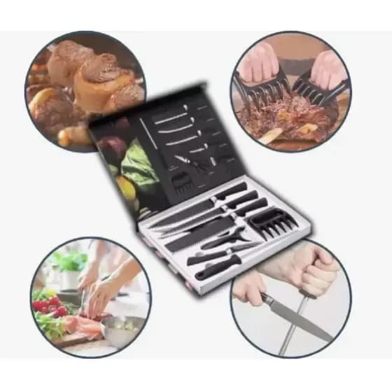 Kit Churrasco Profissional 8 Peças Corte Afiado