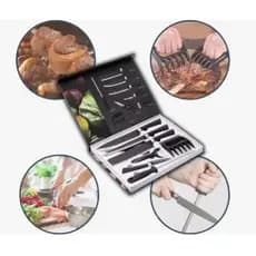 Kit Churrasco Profissional 8 Peças Corte Afiado