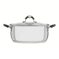 Caçarola Rasa Tramontina Astro Silicone em Aço Inox com Fundo Triplo e Tampa de Vidro 30 cm 8,5 L