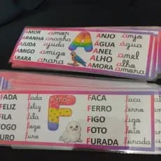 26 Fichas de Leitura Bastão e Cursiva 7cm X 20,5 cm Plastificada