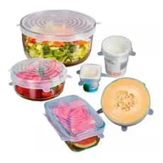 Kit 6 Tampas Silicone Flexível Veda Tudo Panela Recipiente Tampas Panela Silicone Pote Forma Universal Elásticas Pronta Entrega Envio Imediato - Oferta