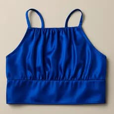 Cropped Blogger Feminina Azul Top Blusa Alcinha Costas Elástico