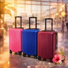 Mala de Bordo Rígida FOX ABS 4 Rodas Multidirecional Cadeado TSA Carry-On Rosa Avião