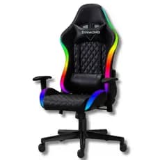 Cadeira Gamer Diamond RGB Reclinável Braço Ajustável Couro PU Setup Gamer Home Office