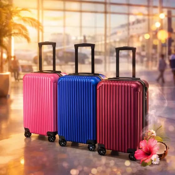 Mala de Bordo Rígida FOX ABS 4 Rodas Multidirecional Cadeado TSA Carry-On Rosa Avião