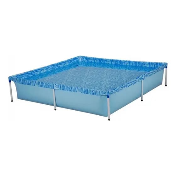 Piscina Infantil Quadrada de Plástico Estrutural Pvc 1500 Litros Mor Ferros Estrutura Forte e Resistente para Crianças