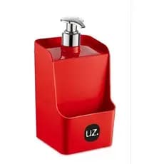 Porta  Detergente Quadrado Vermelho Com  Porta Bucha Esponja