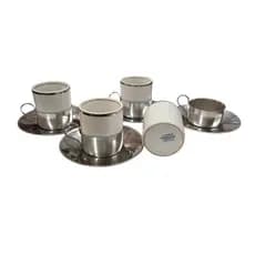 Antigos Copinhos de Cerâmica Para Café com Base de Metal