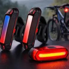 Lanterna Sinalizador Traseira Bike Led Recarregável Usb Pisca Azul e Vermelho
