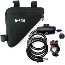 Trava Cabo De Aço Cadeado Segurança Bike Moto + Bolsa Triangular Bag Para Bike Bicicleta Para Quadro Triangular