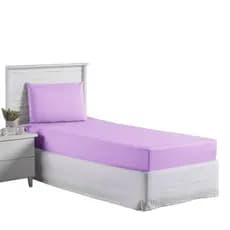 Jogo Lençol Roupa Cama Solteiro Elastico 2 Pçs Fronha Quarto Menina Infantil Criança Macio Lilas