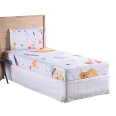 Jogo Lençol Roupa Cama Elastico Solteiro 2 Pçs Infantil Fronha Quarto Criança Astronauta Branco Luxo