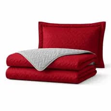 Colcha Cocha Cobre Leito Roupa Cama Edredom Quarto Solteiro 2 Pçs Fronha Dupla Face Vermelho Macio