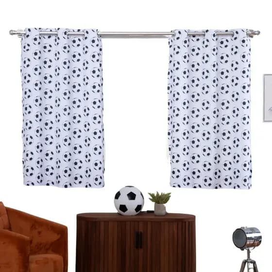Cortina Sala Quarto Infantil Criança Menino Menina Varao Simples Pequena Decoração Time Bola Futebol