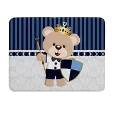 Tapete Quarto Infantil Bebe Antiderrapante Emborrachado Macio Berço Urso Principe Marinho Macio Azul