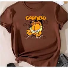 BlusaT-shirt Linda 100% Algodao Camiseta Feminina Garfild Desenho Camisa Premium