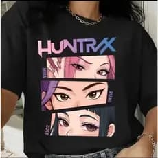 Camiseta T-shirt Feminino Infantil Hunters Guerreiras Estilo K-pop 100% Algodão Grande Lançamento