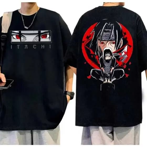 Camiseta Básica Anime Naruto Itachi Camisa 100% Algodão Streetwear Lançamento