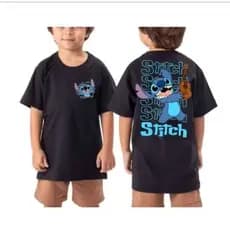 Camiseta Infantil Blusa T-Shirt Unisex Stitch Manga Curta Lançamento