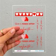 Adesivo DTF UV para Copos, Canecas, Xícaras, Garrafas, Frascos, Potes, Vidro, Acrílico, Plástico e Brindes CORAÇÃO