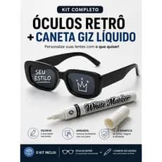 Kit Óculos Retrô Com Caneta Giz Personalizado Festa Formatura 5 a 20 Unidades Escreva Apague Reutilize