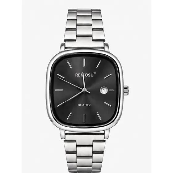 Relógio Masculino Remosu Quadrado Analógico Quartz Aço Inox Com Data