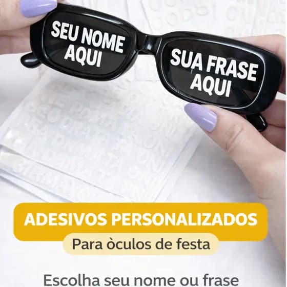Adesivo Oculos com adesivo de vinil: impressão nítida, resistente a água e umidade facil aplicação