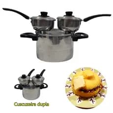 Cuscuzeira paulista dupla (2*8), 2 cubas 280 ml em um vaporizador