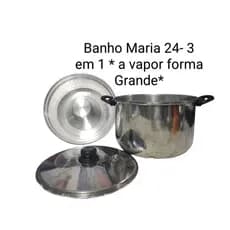 Panela Banho maria 24 cm, 3 em 1- Polido, reforçado capacidade 7 litros