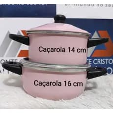 Conjunto de 2 Panelas 14 e 16 cm, o tamanho ideal para 1 solteiro ou casal, na cor Rosa Bebê