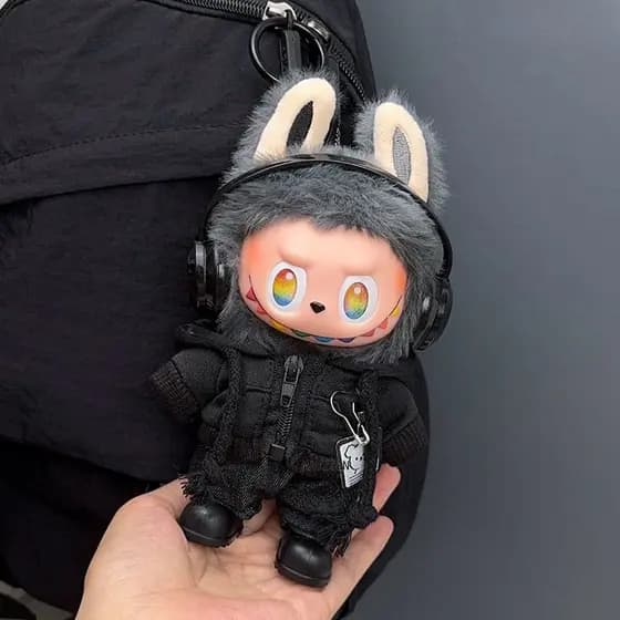 LIWEIKI (Sem Bonecas) Para labubu Grande Em Energia Série Casual Moletom Com Capuz Terno Preto Moda Jaqueta Linda Roupa