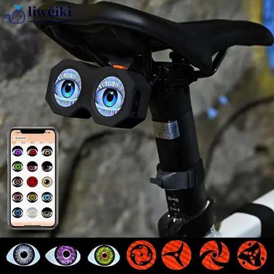 LIWEIKI Motocicleta Bicicleta Diabo Olho Luz Decorativa Sem Fiação Design Embutido Bateria De Grande Capacidade USB Reca