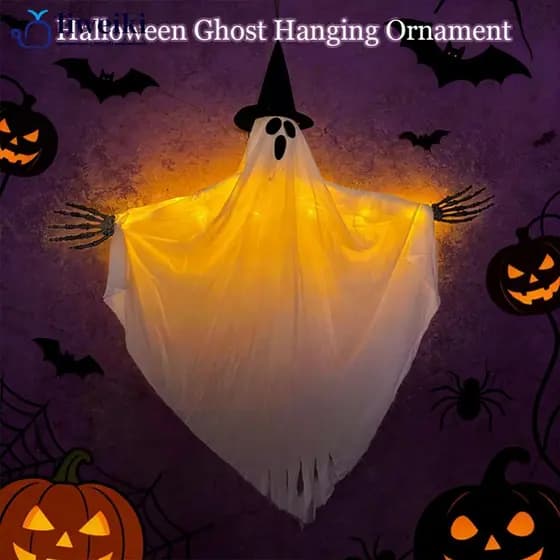 LIWEIKI 90cm Grande Halloween Brilhante Fantasma LED Luzes Da Corda Ao Ar Livre Pendurado Lâmpada Para Quintal Pátio Jar