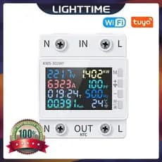 8 In1 Din Rail Com Energia Elétrica Wifi Medidor De Digital Watt Kwh Wattmeter Monitor Multi-Funções Amperímetro Voltímetro Hd Tela Colorida Blackout Memória AC170-270V 63A