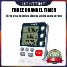 Cronômetro Digital De Cozinha 3 Canais Contagem Regressiva De Alarmes Lembrete Relógio Com Função De Memória Para Estudo Do Chuveiro