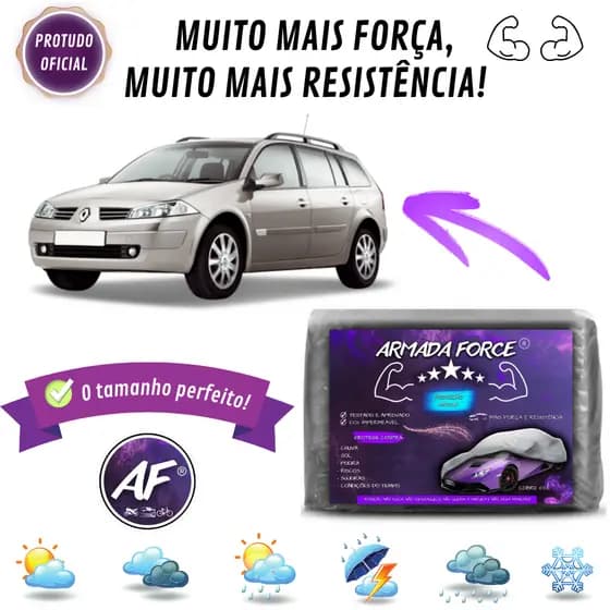 Capa Cobrir Carro MEGANE Sem Forro 100% Impermeável SEM FORRO Protege Anti-U.V SOL CHUVA