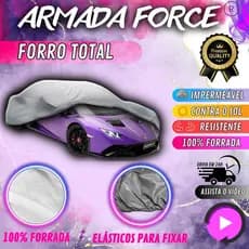 Capa Cobrir Carro 100% Forrada Forro Total Armada Force 100% Impermeável Protege Sol Chuva Poeira