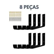 Kit 8 Mão Francesa Invertida Suporte Cantoneira Para Prateleira