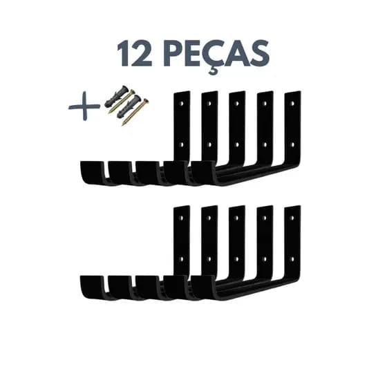 Kit 12 Mão Francesa Invertida  Ferro Industrial Suporte Reforçado