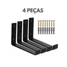 Kit 4 Mão Francesa Invertida Suporte Cantoneira Para Prateleira