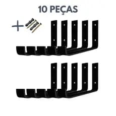 Kit 10 Mão Francesa Invertida 30cm Ferro Industrial Suporte Reforçado