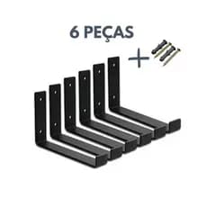 Kit 6 Mão Francesa Invertida Suporte Cantoneira Para Prateleira