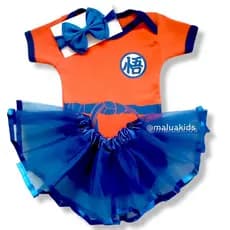 Kit Body Goku Com Tule E Laço - Fantasia Temático Infantil(K-3)