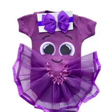 Body bebê- Bolofofos. Body Tule e Laço(K-3)