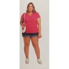 BLUSA FEMININA  PLUS SIZE MANGA CURTA CANELADA G1/G4 LINDA