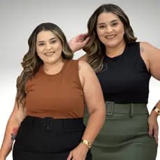 Kit 2 Regata Plus Size Canelada Alça Larga Ribana Linha Premium